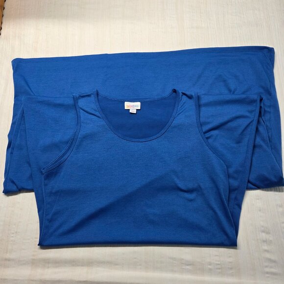 Lularoe Large Bright Blue Summer Casual Sleeveless Tank Maxi Dress - Picture 5 of 7